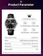 OLEVS Relojes de Cuero para Hombres, Casual, Fácil de leer, Quartz, Números, Resistente al Agua
