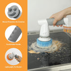 LANMU Varita de esponja eléctrica compatible con esponjas Scrub Daddy/Mommy Sponges, cepillo giratorio inalámbrico con mango cómodo, 5 cabezales reemplazables para limpiar horno, estufa, fregadero