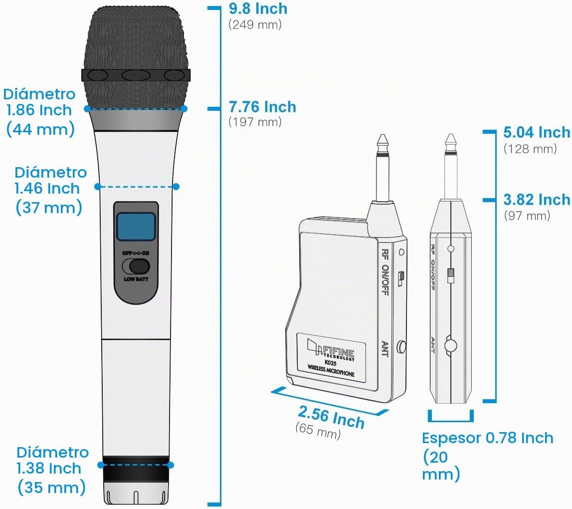 Micrófono Inalámbrico, Micrófono Dinámico de Mano Sistema de Micrófono Inalámbrico