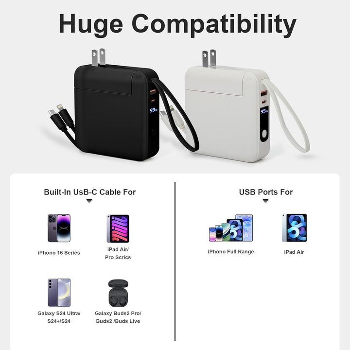 GEWAKU Cargador portátil con enchufe de pared, batería externa de 1...