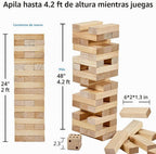 ApudArmis Torre gigante de caída, 54 piezas de pino apilado juego al aire