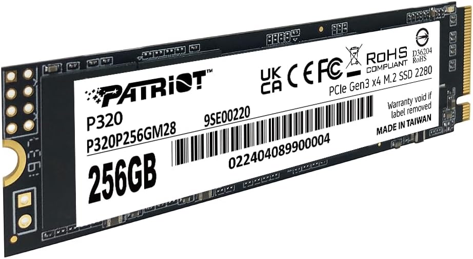 Patriot Memory P320 256GB SSD interno - NVMe PCIe Gen 3x4 - M.2 228...