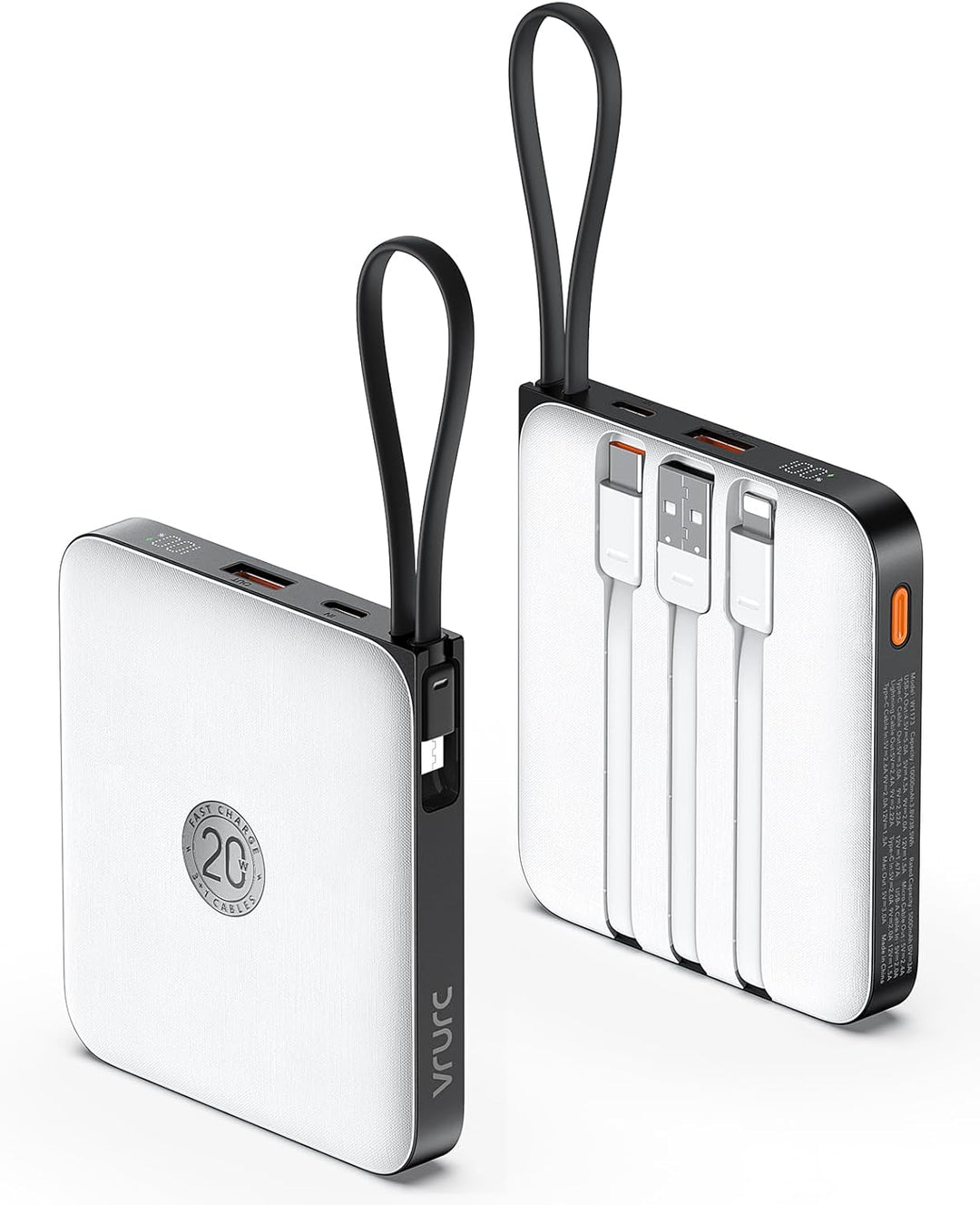 VRURC - Cargador portátil con 4 cables integrados, paquete de bater...
