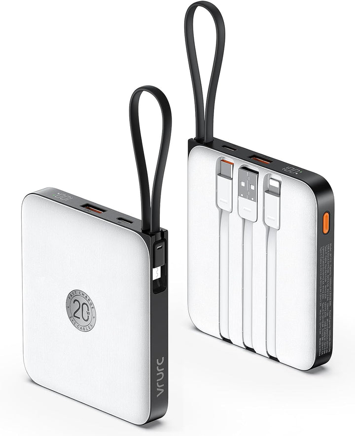 VRURC - Cargador portátil con 4 cables integrados, paquete de bater...