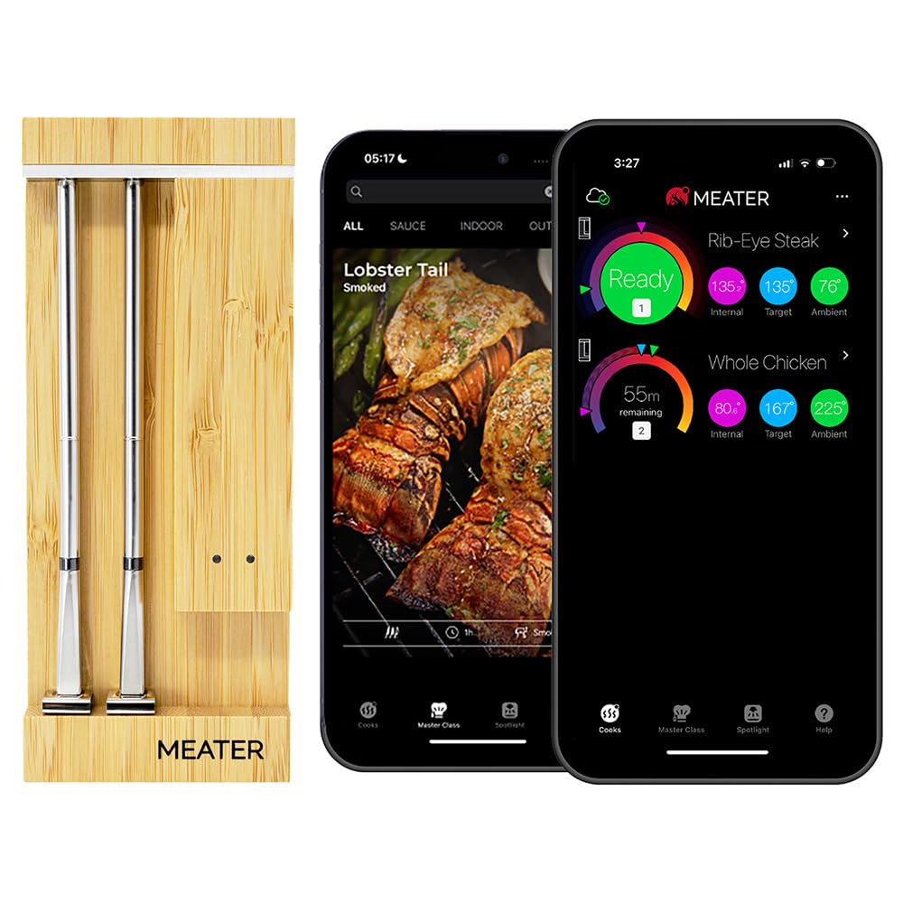 MEATER Termómetro Pro Duo WiFi y Bluetooth, 2 sondas, 1000°F, 6 sensores