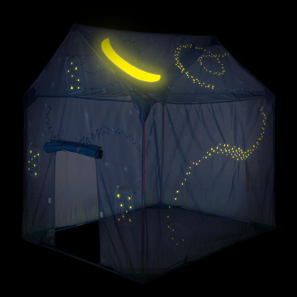 Pacific Play Tents Casa de juegos de luciérnaga que brilla en la oscuridad para niños, tienda de campaña infantil para interiores y exteriores con malla que no se transparenta, marco de PVC ligero y bolsa de transporte con cremallera, 39 x 27 x 43
