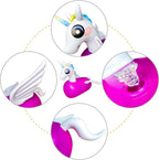 ZHUYNXIR - Juguete inflable de unicornio inflable para niños a partir de 3 años, equipo de juego de salto para interiores y exteriores con mango y alas, divertido caballo animoso de actividad física