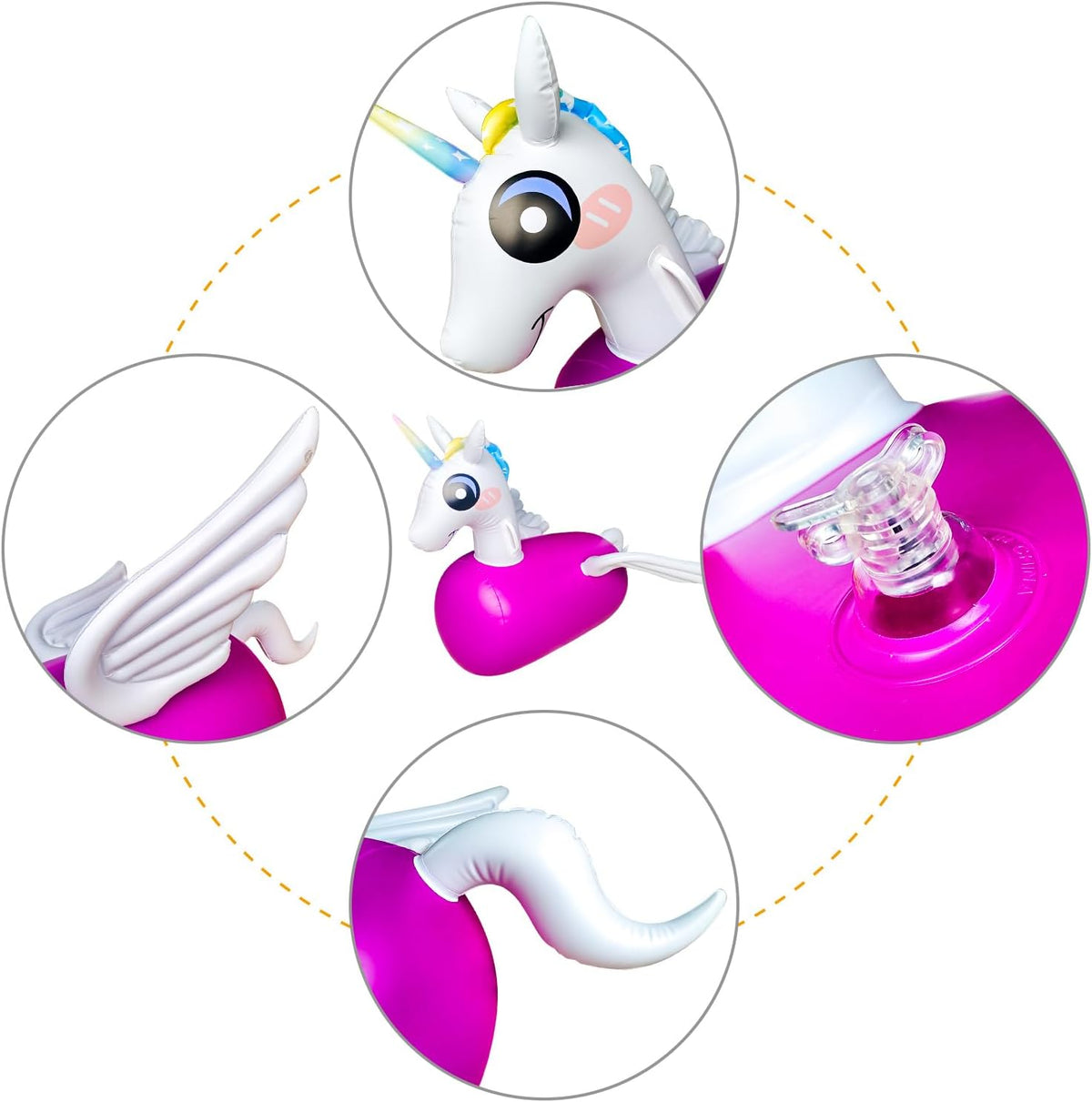 ZHUYNXIR - Juguete inflable de unicornio inflable para niños a partir de 3 años, equipo de juego de salto para interiores y exteriores con mango y alas, divertido caballo animoso de actividad física
