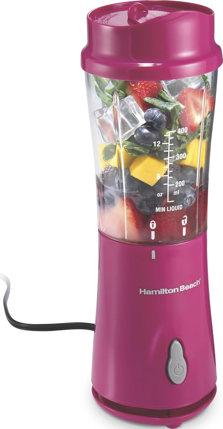 Hamilton Beach Licuadora portátil para batidos con tarro de viaje de 14 oz
