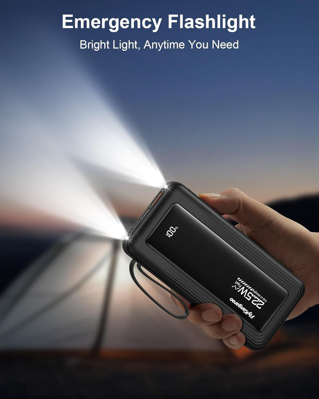 FlyKangaroo - Cargador portátil con cables integrados, batería de 1...