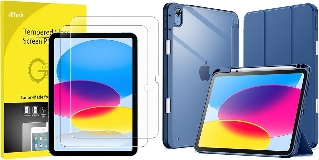 JETech Paquete de protector de pantalla y funda trasera transparente para iPad (A16) de 11ª/10ª generación (2025/2022)