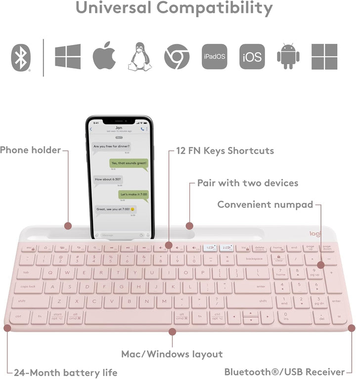 Logitech K585 Teclado Inalámbrico Delgado Multi-Dispositivo, Soport...