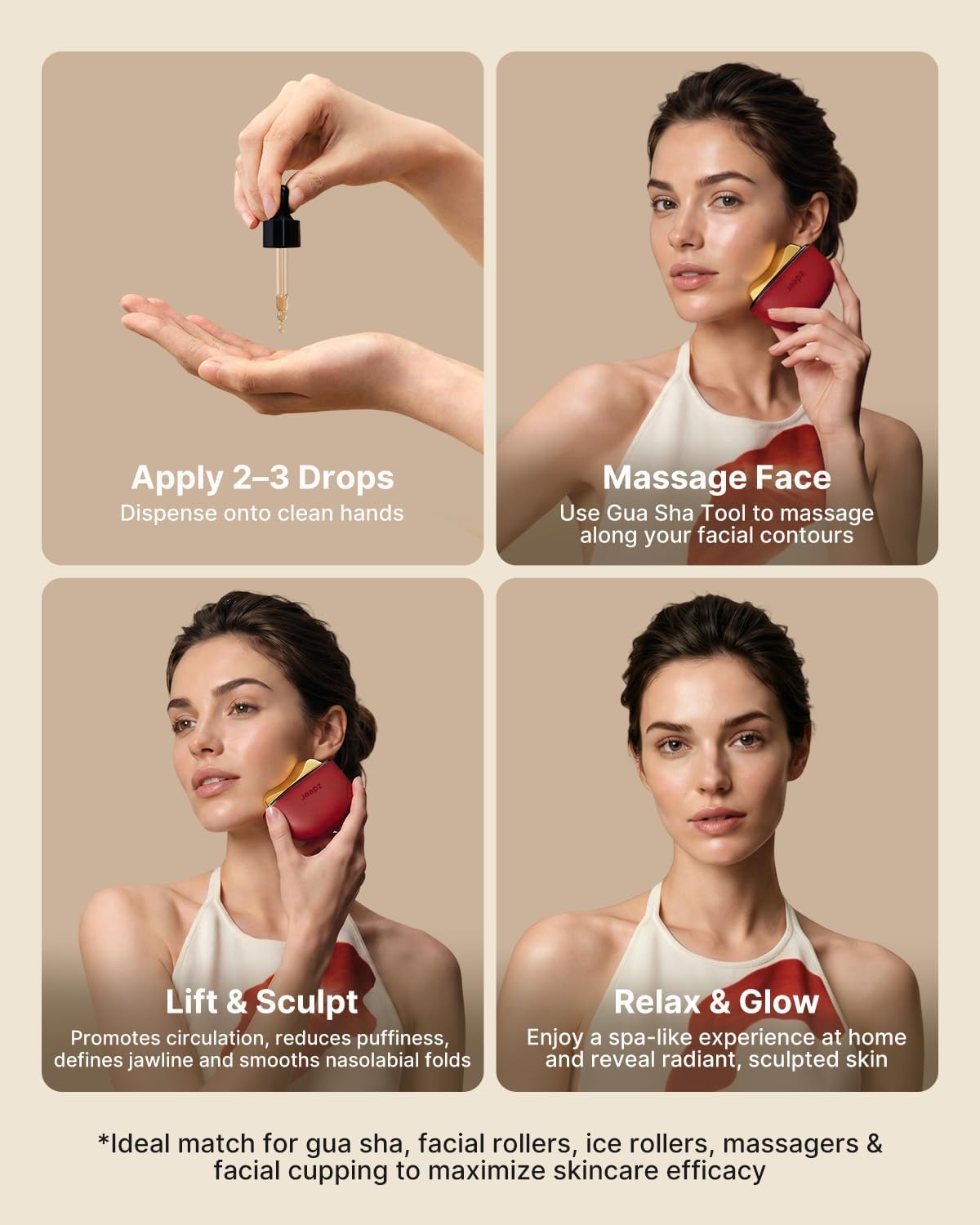 Aceite Gua Sha para cara, juego de regalo de masaje facial