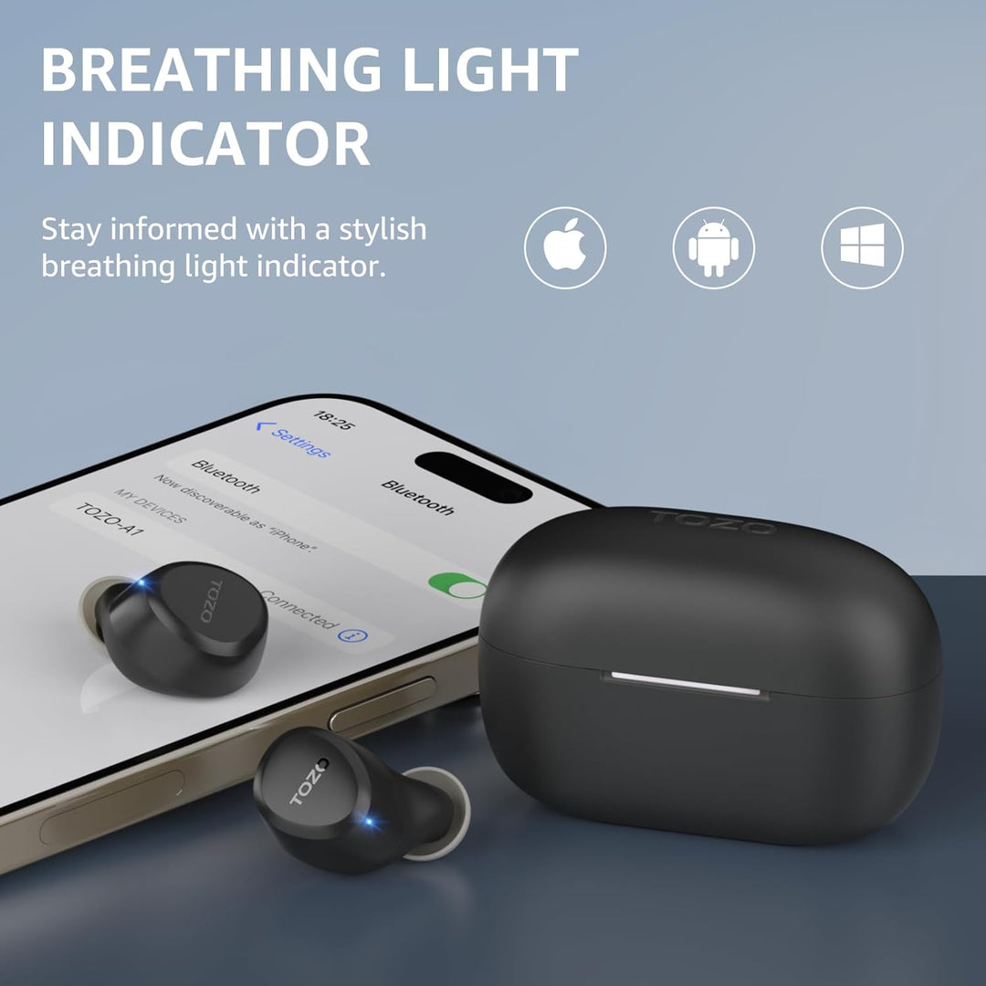 TOZO Auriculares inalámbricos A1 Bluetooth 5.3 de peso ligero en el...