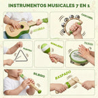 7 en 1 instrumentos musicales de madera para niños, juguetes