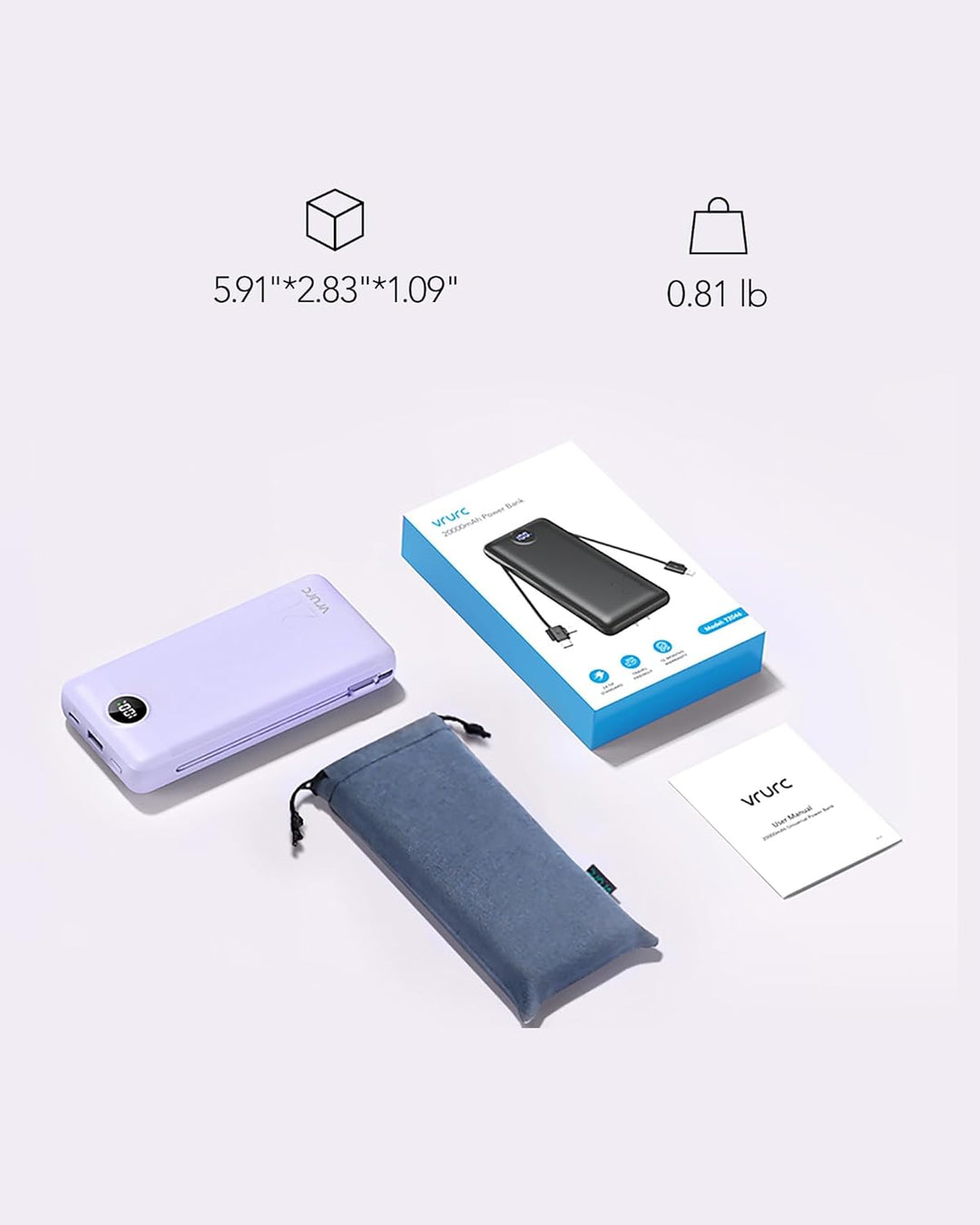 VRURC Cargador portátil de 20000 mAh, banco de energía de carga ráp...