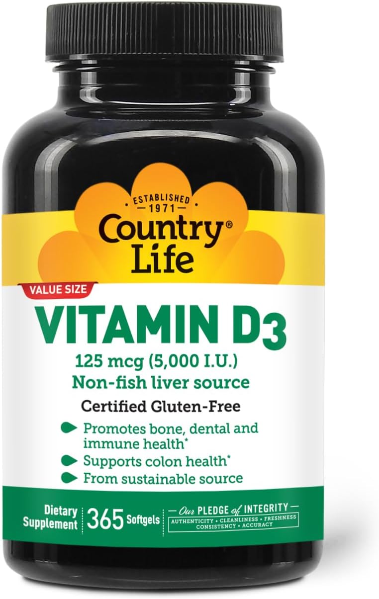 Country Life Vitamina D3 5000 UI \u2013 Alta potencia, fuente no pe...