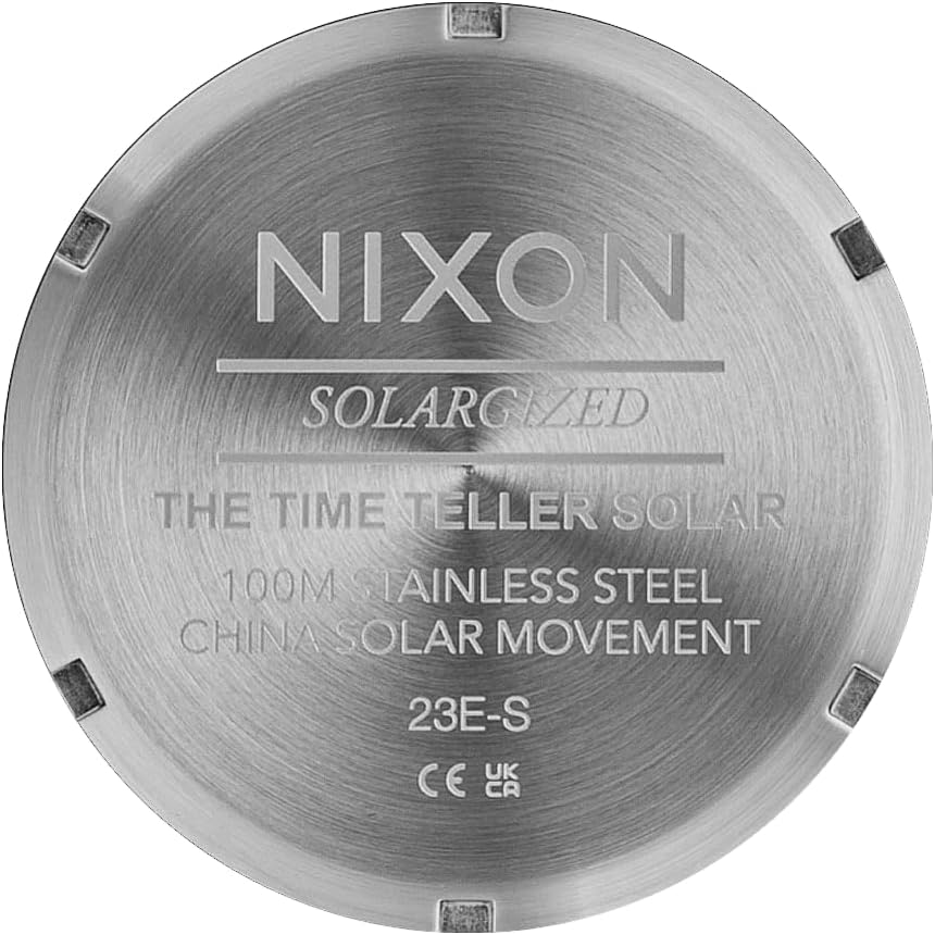 NIXON Time Teller Solar A1369 - Reloj analógico para hombre con energía solar resistente al agua de 100 m (esfera del reloj de 40.5 mm, correa de acero inoxidable de 20 mm con 5 eslabones)