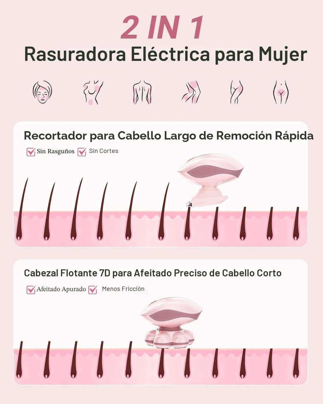 Bartrimber Maquinillas de afeitar eléctricas para piernas de mujer:...