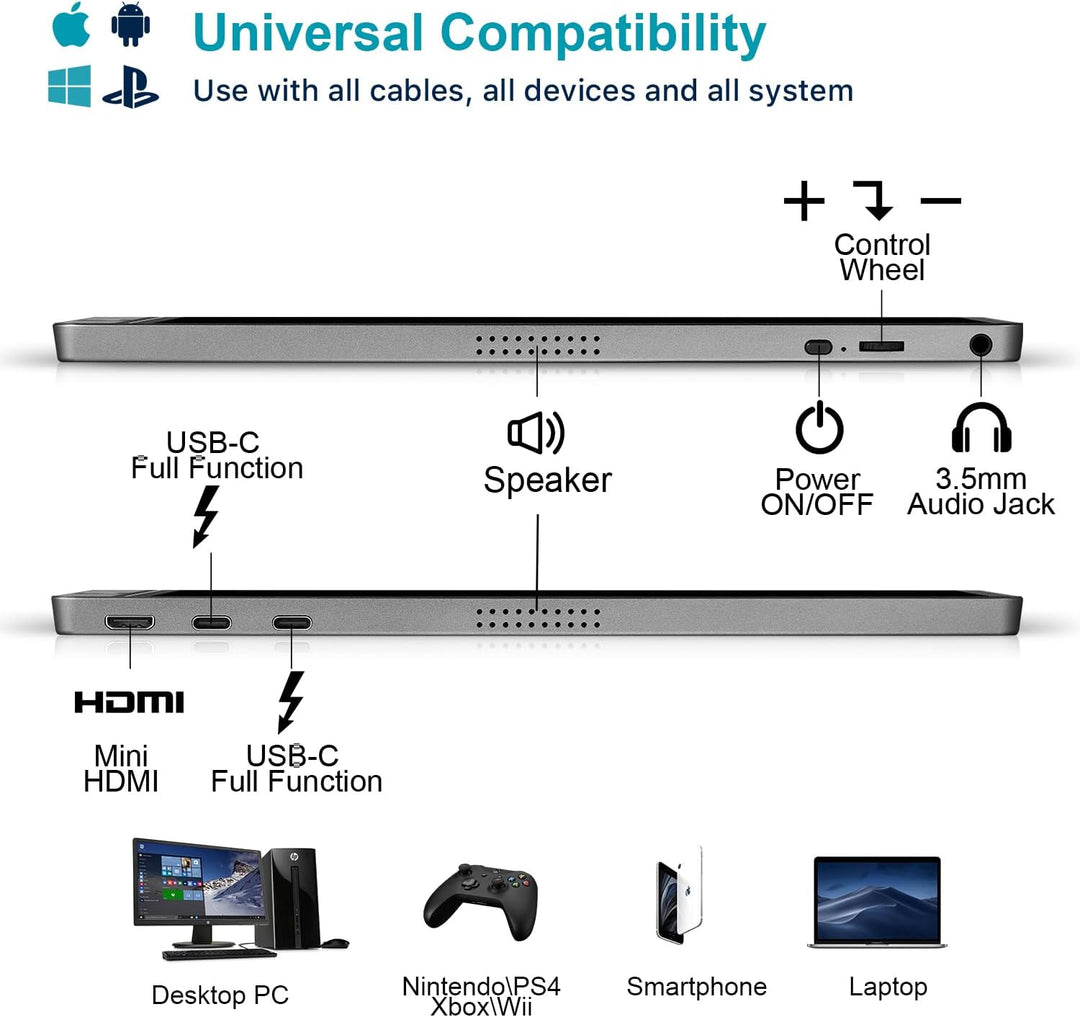 KYY Monitor portátil 15.6 "1080P Monitor de computadora Extensor de...