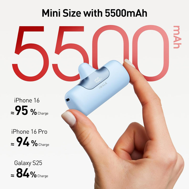 iWALK Cargador portátil de 5500 mAh, banco de energía pequeño de pr...