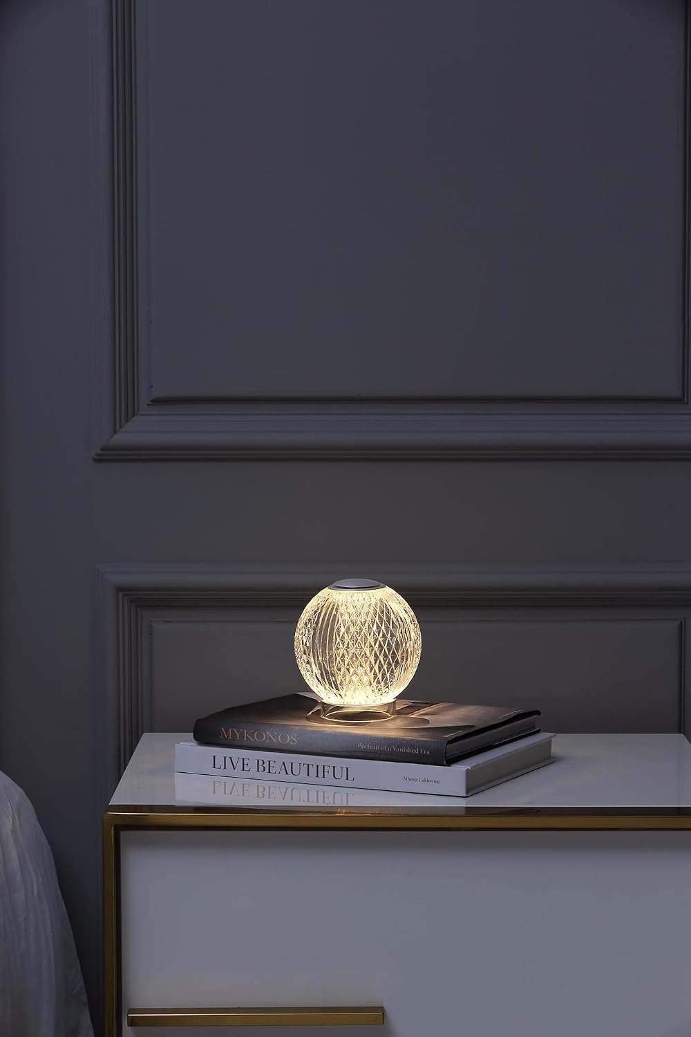 Lámpara Alora Lighting Kuzco Marni - Lámpara de mesa LED de 4 pulgadas, níquel pulido, acrílico transparente