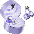 2026 Gran regalo con clip en auriculares con diseño de corazón y aretes de mariposa desmontables, auriculares inalámbricos Bluetooth 6.0 para mujer, IPX6 impermeable, tiempo de reproducción de