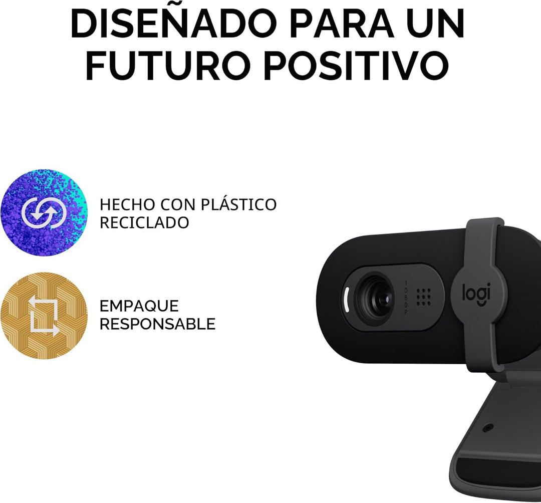 Logitech Brio 101 Full HD 1080p Webcam para reuniones, transmisión,...
