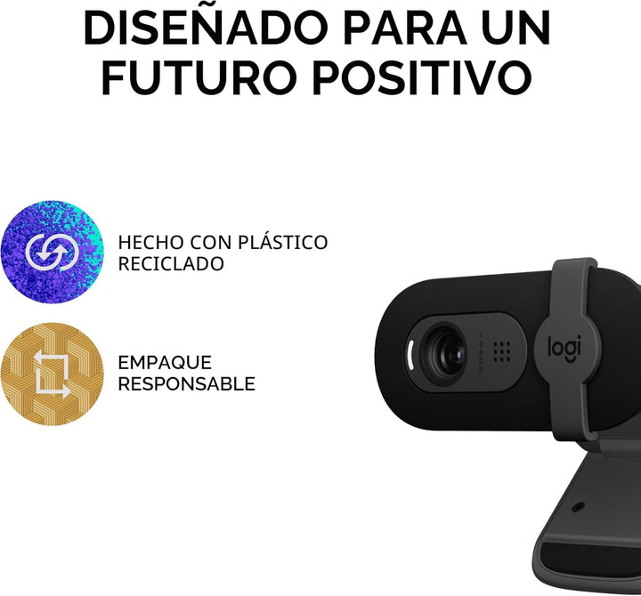 Logitech Brio 101 Full HD 1080p Webcam para reuniones, transmisión,...