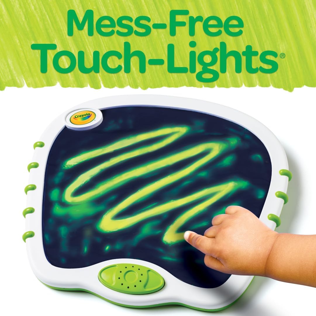 Crayola Luces táctiles para niños, garabatos musicales y tablero sensorial, juguetes sensoriales para niños pequeños, pintura de dedos sin ensuciar, regalo para niños pequeños