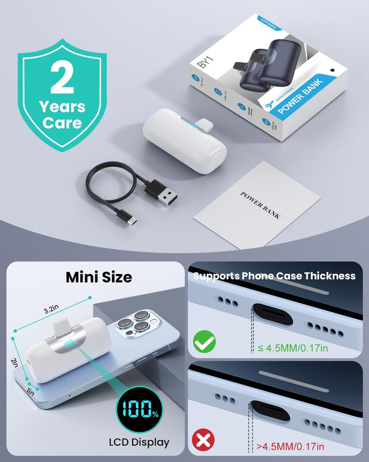 Mini Portable Charger for iPhone,Upgraded 22.5W PD Fast Charging 55...