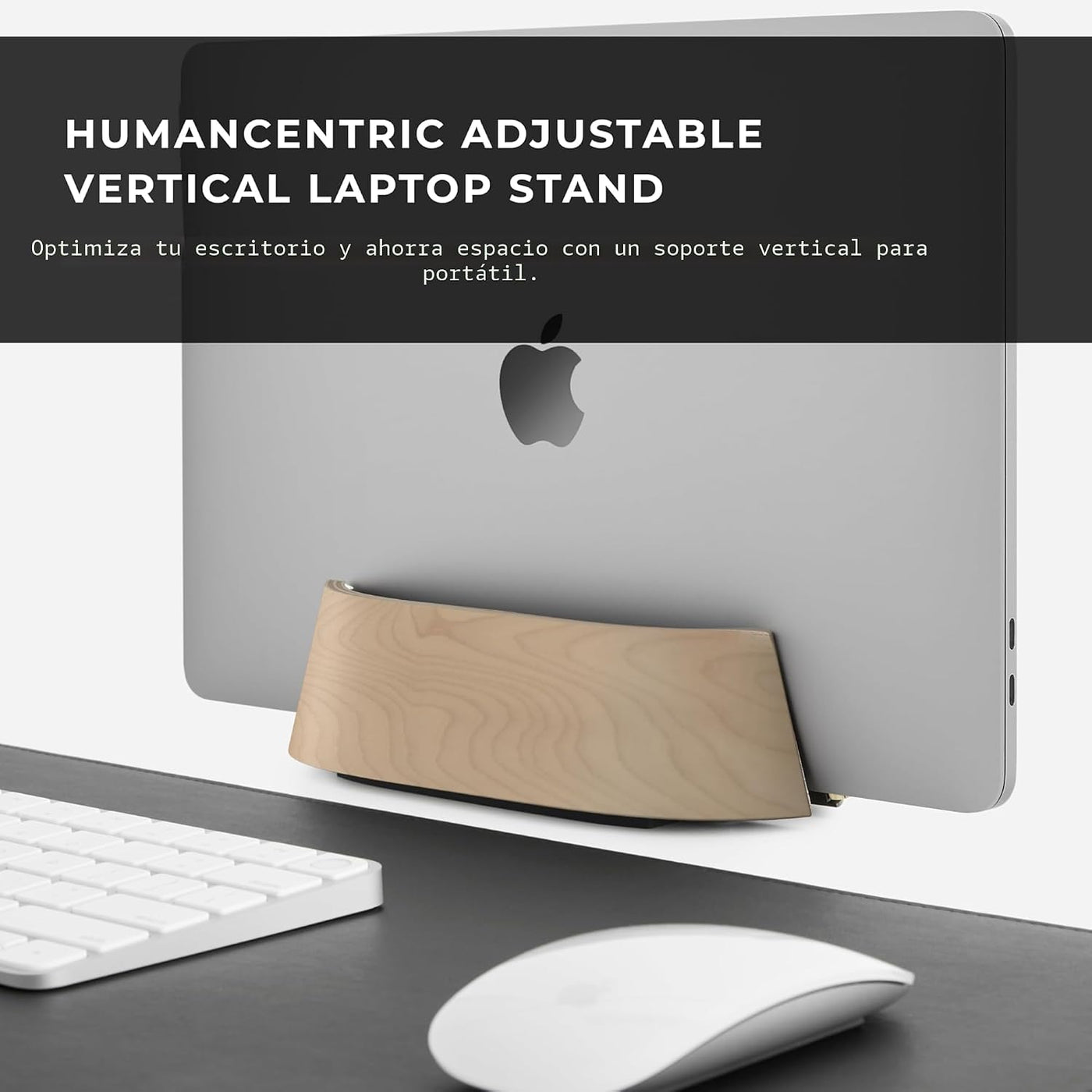 HumanCentric Soporte vertical para laptop en madera de arce, soport...