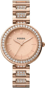 Karli Reloj de acero inoxidable con tres manecillas en tono oro rosa