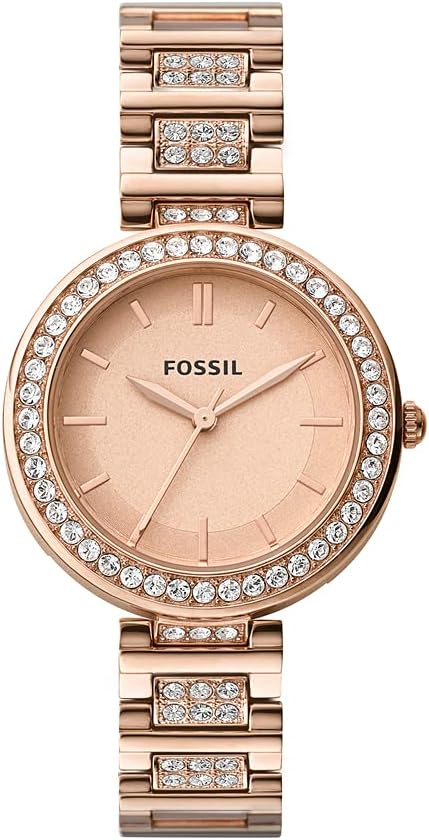 Karli Reloj de acero inoxidable con tres manecillas en tono oro rosa