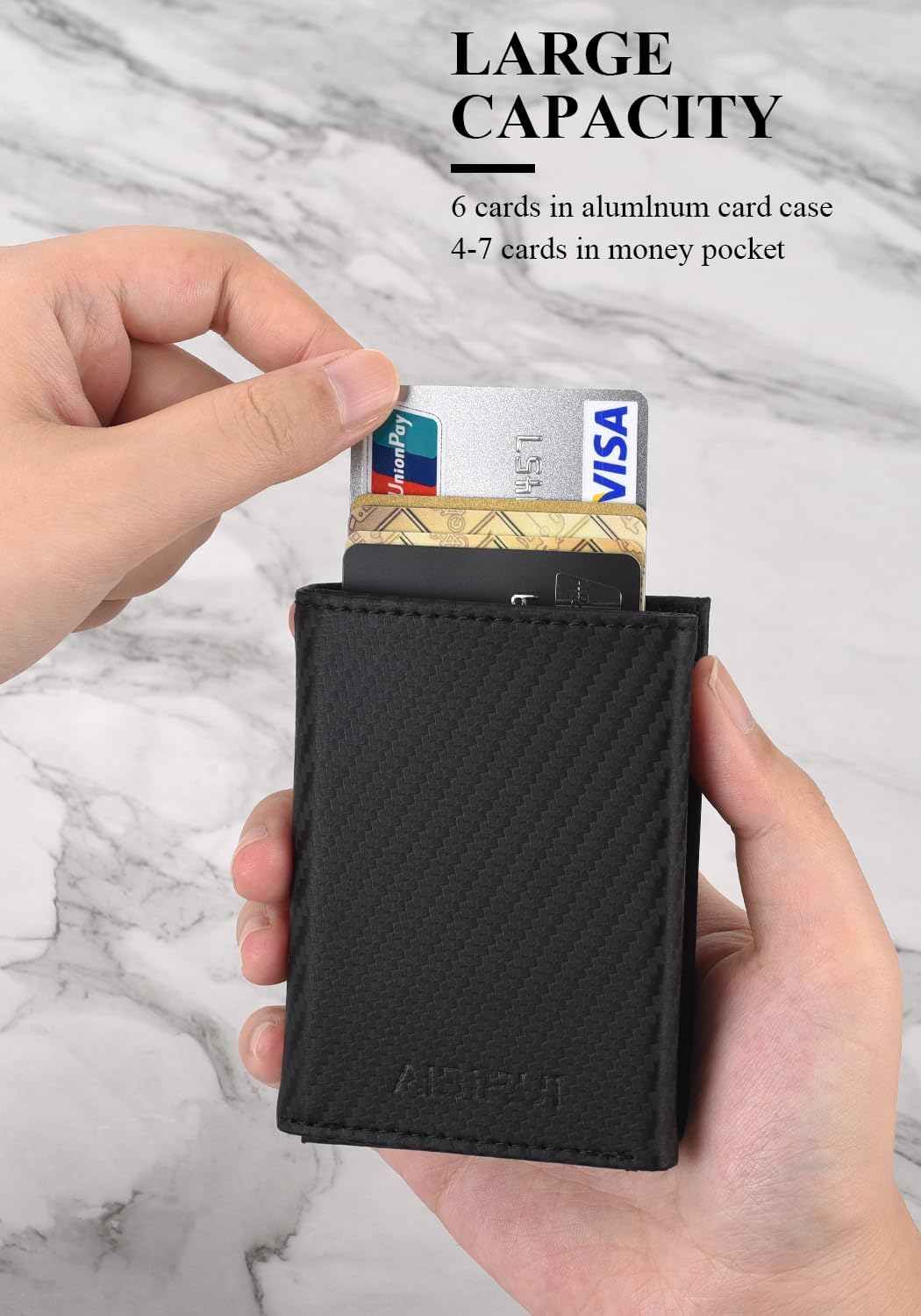 Aibirui Billetera para hombre, billetera triple para hombre con cap...