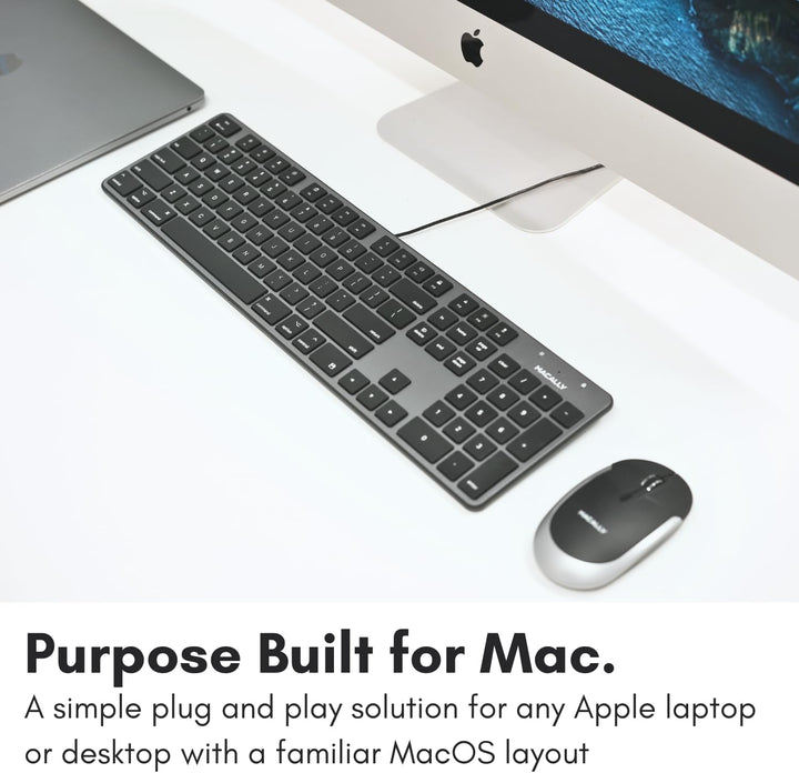 Macally Teclado delgado con cable USB para Mac, compatible con Appl...
