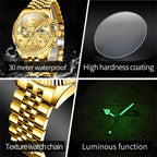 OLEVS Reloj para hombres, cuarzo, acero inoxidable, vestir, impermeable, luminoso