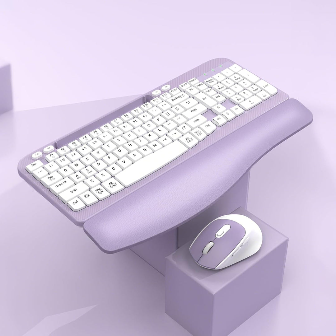 Combo de teclado y mouse inalámbrico, teclado ergonómico de tamaño...