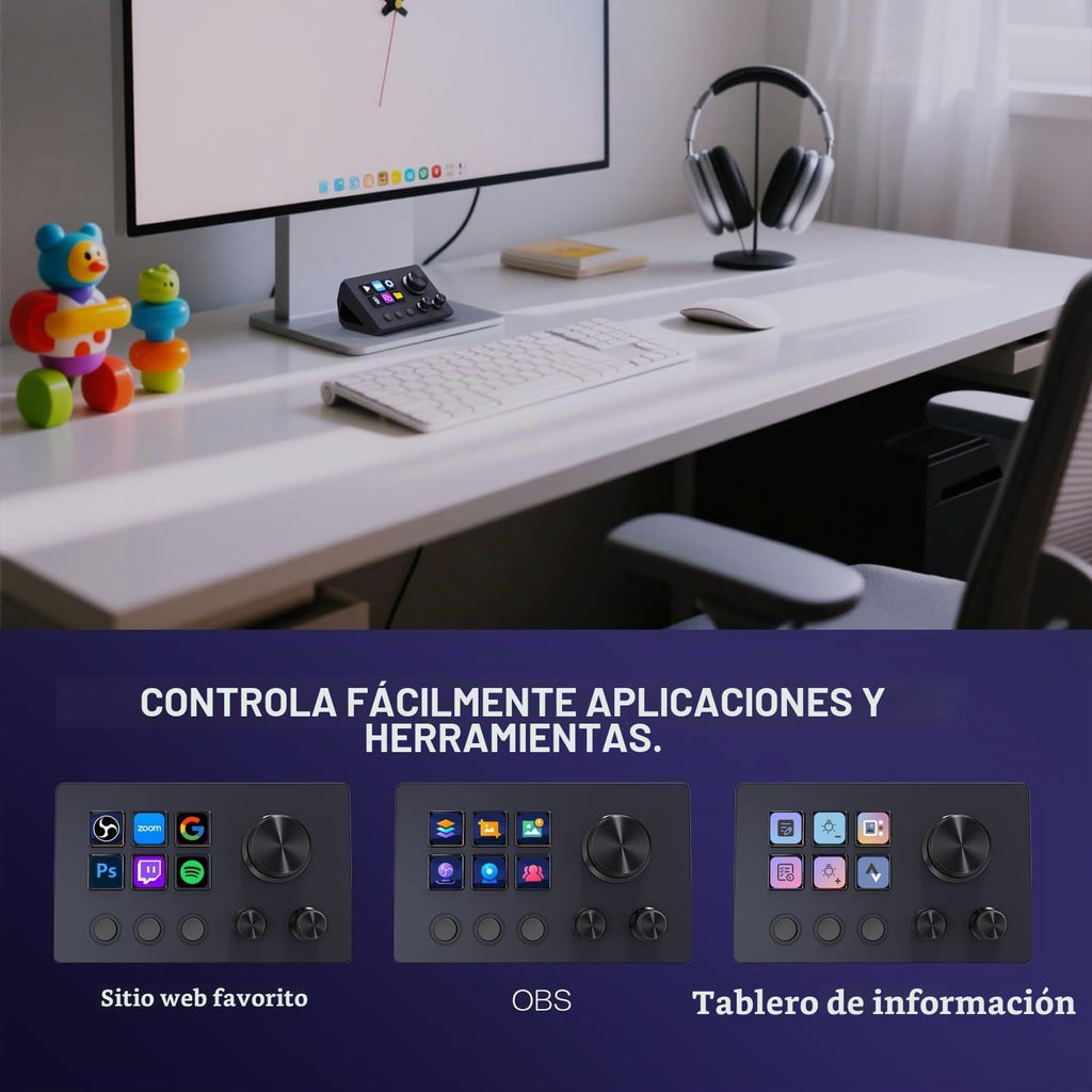 Stream Controller Deck with12 Customizable Macro Keypad a Trigger Actions en OBS Twitch YouTube para Content Creators Stream Dock compatible con PC & Mac N3 negro Macro Keypad