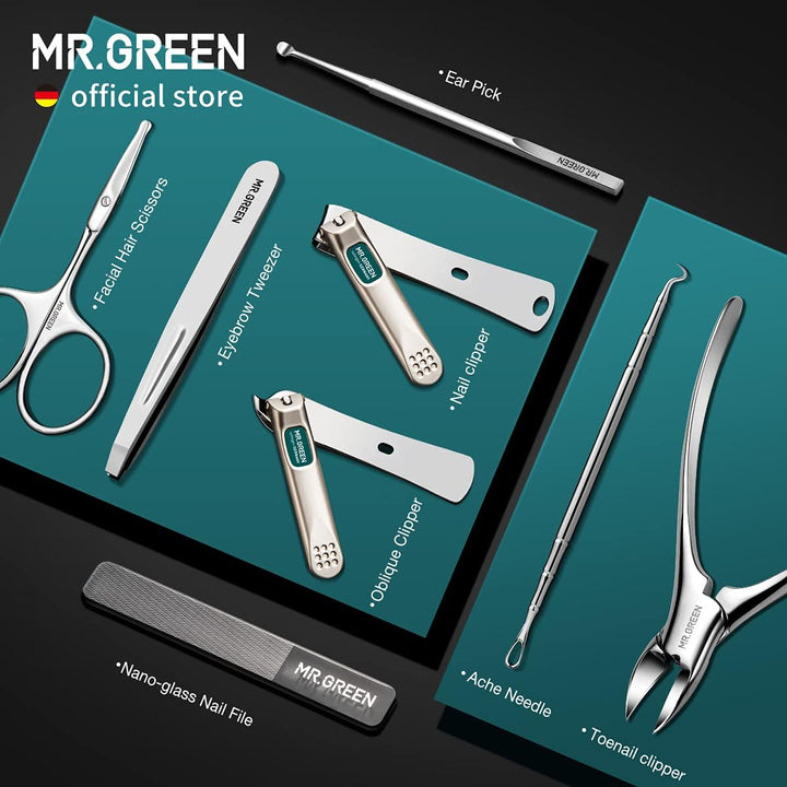 MR.GREEN Juegos de manicura Kits de pedicura Cortaúñas de acero ino...