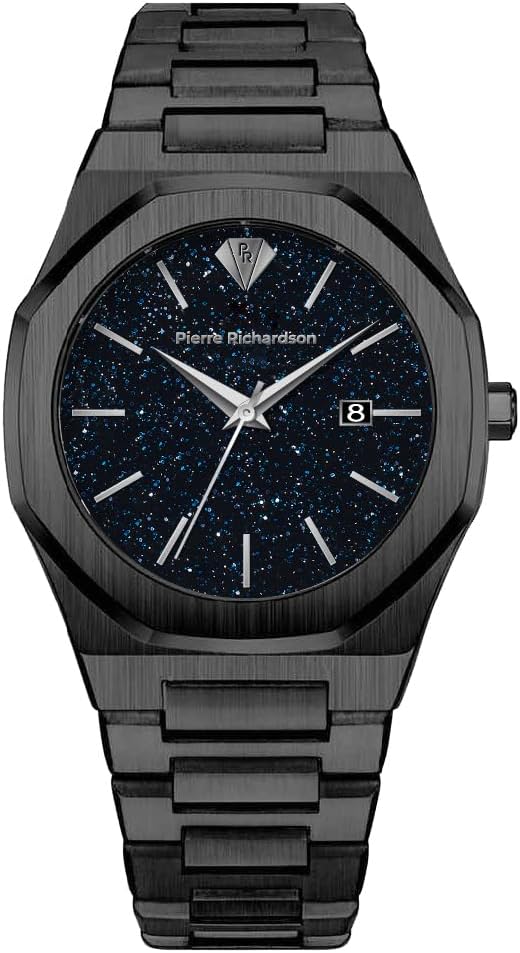 PIERRE RICHARDSON PR5428 Reloj de lujo para hombre – Movimiento de cuarzo japonés, acero inoxidable, 41mm, 5ATM resistente al agua, cristal de zafiro resistente a los arañazos – Reloj de vestir