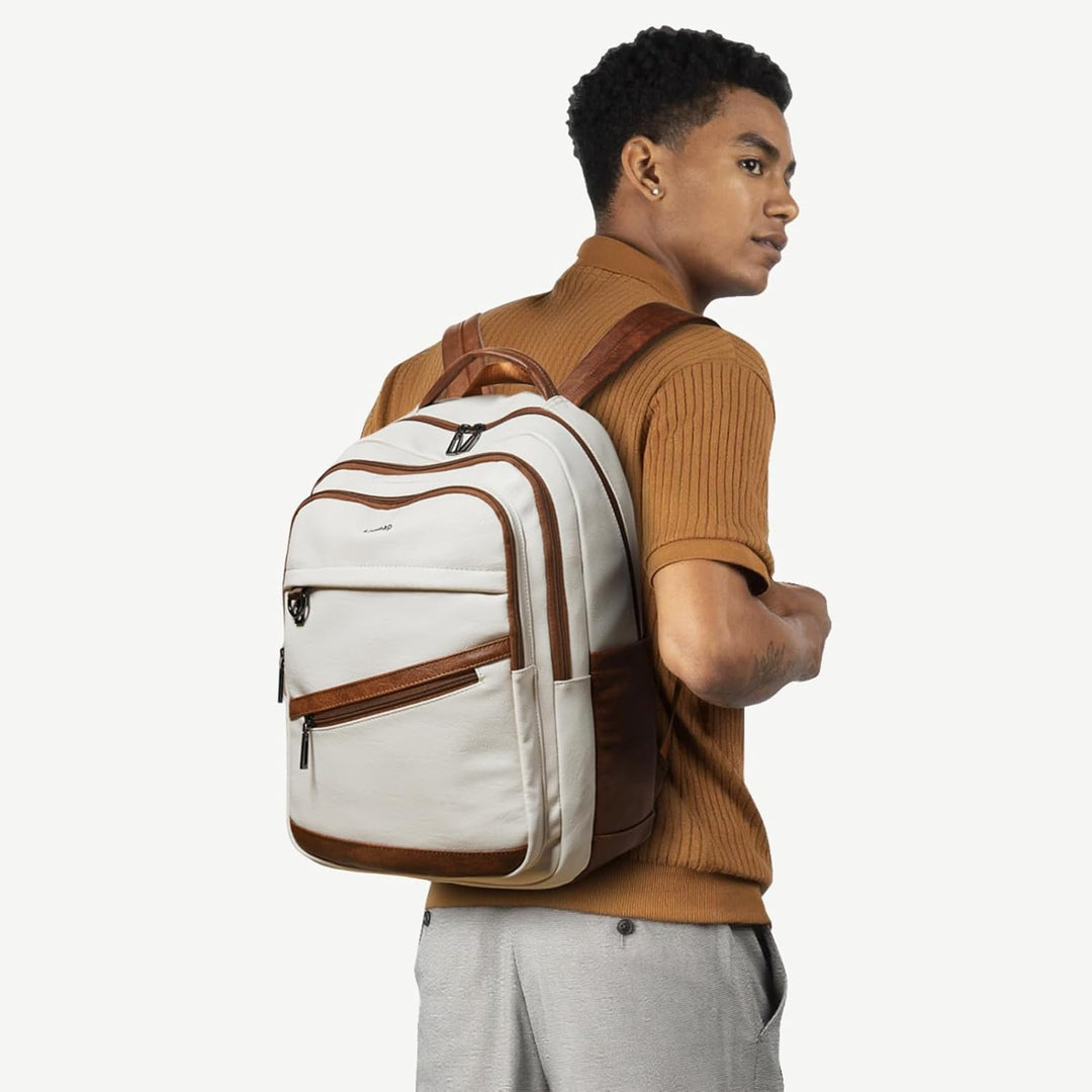 LATMAP Mochila de 43L para mujer: mochila de cuero vegano para lapt...