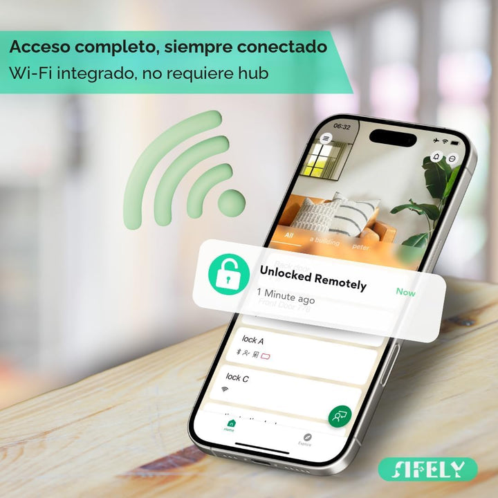 Cerradura inteligente incorporada con huella dactilar y WiFi con te...