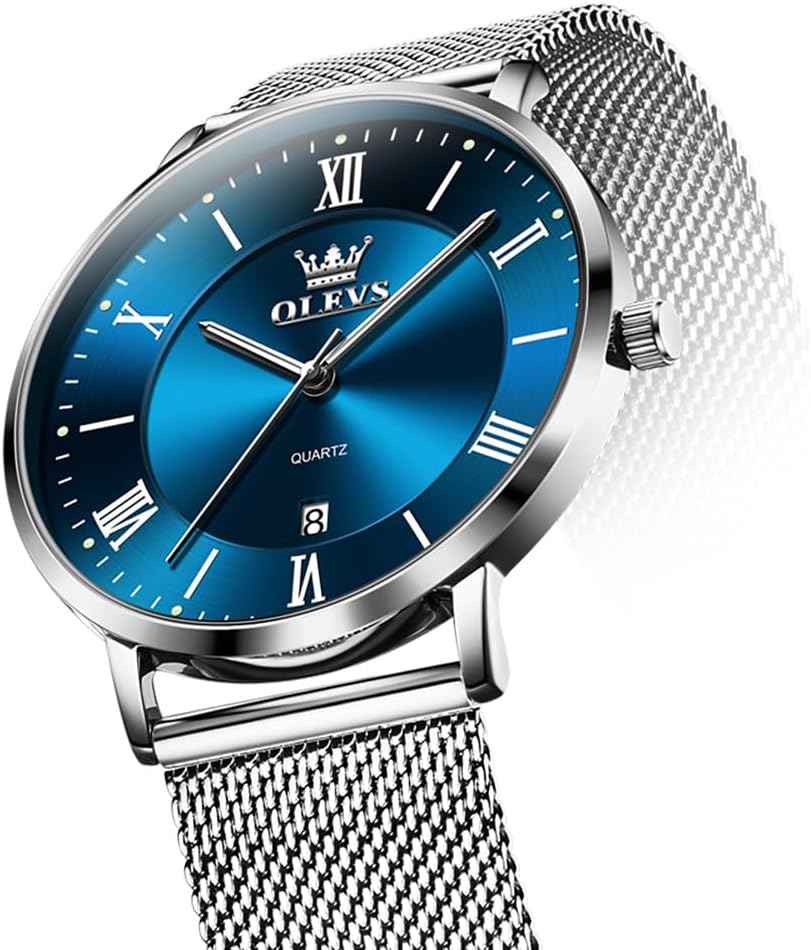 OLEVS Relojes de oro para hombre, analógico, de cuarzo, para negocios, de vestir, día fecha, acero inoxidable, clásico, de lujo, luminoso, impermeable, casual, relojes de pulsera masculinos