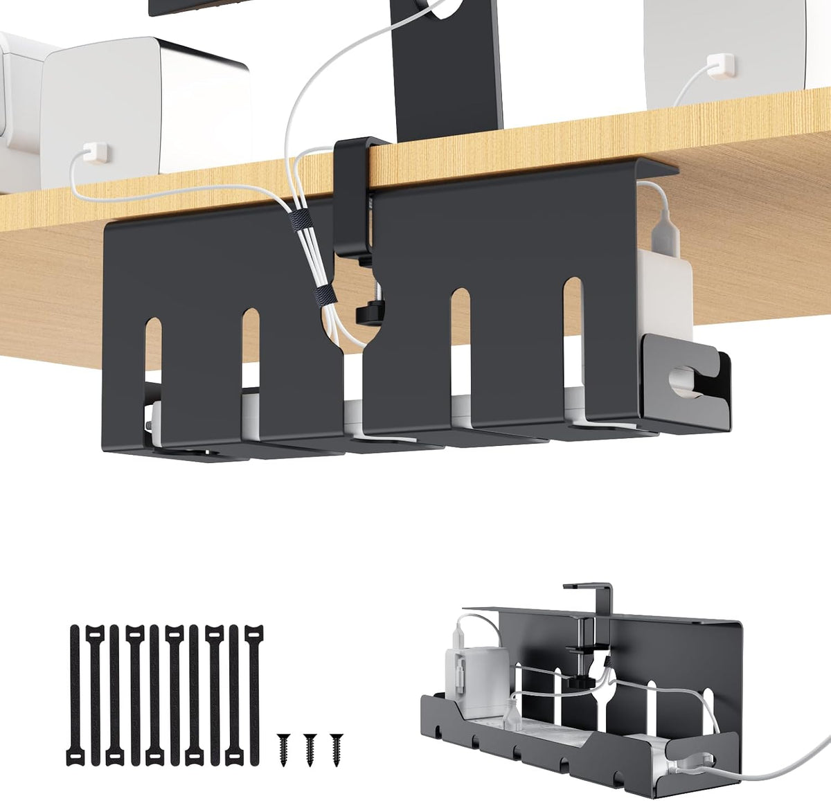 KEEGH Bandeja organizadora de cables para debajo del escritorio, 16