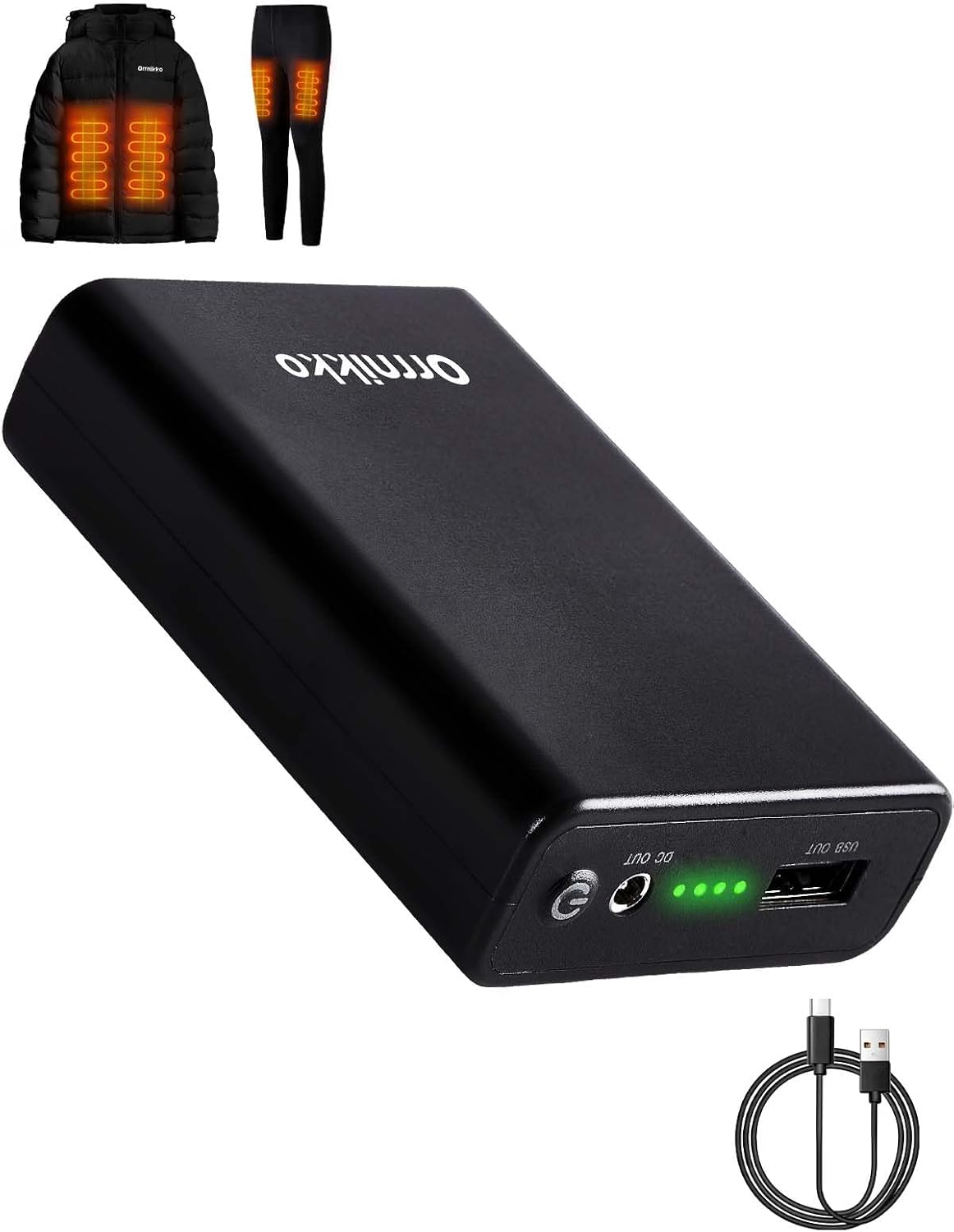 ORRNIKKO Chaleco calefactable, batería de 7.4 V, 10000 mAh, cargado...