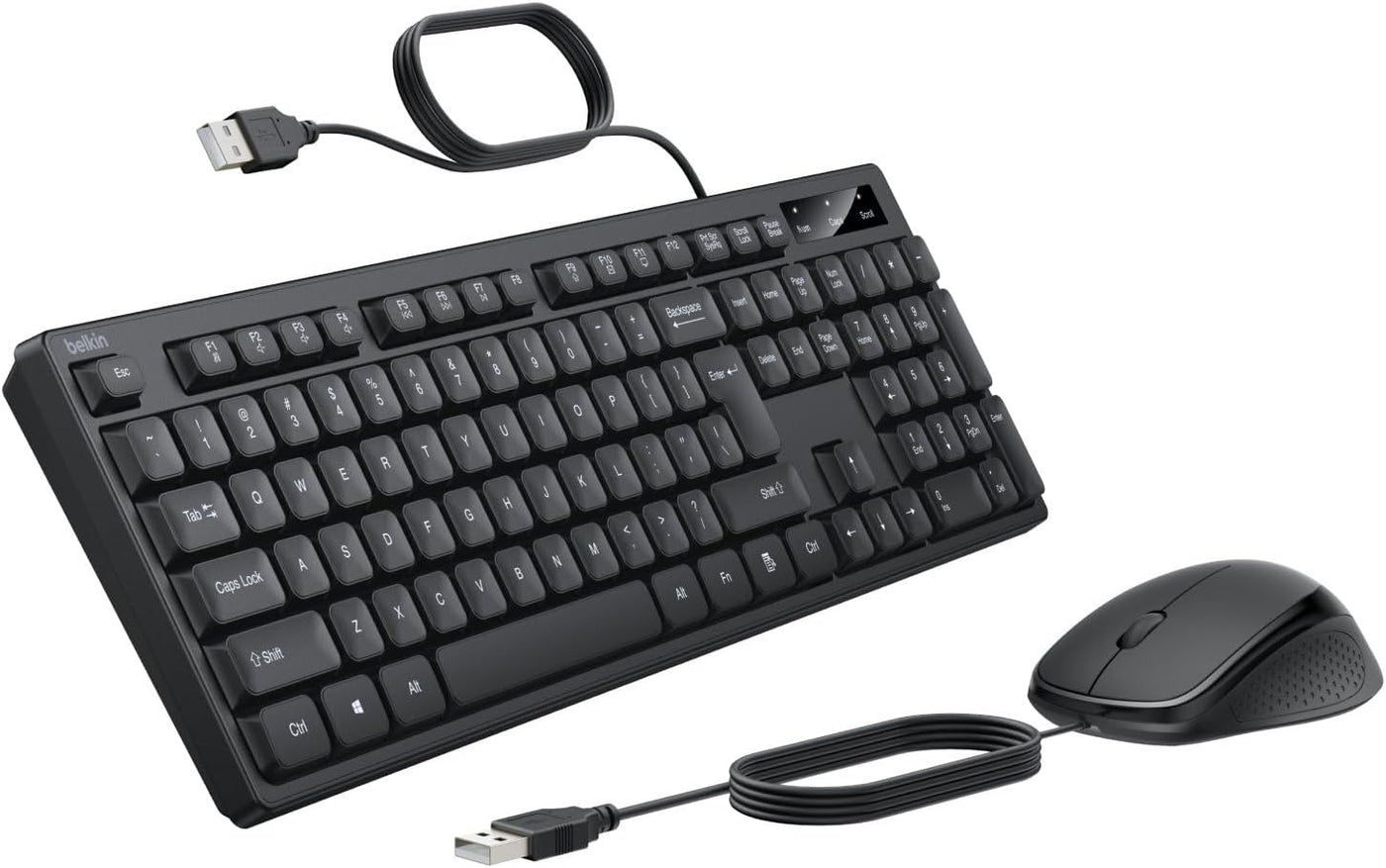 Belkin Combo de teclado y mouse con cable, diseño de EE. UU | Conex...