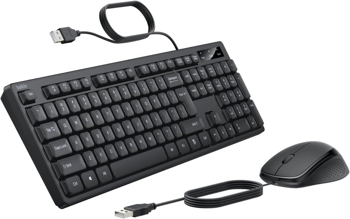 Belkin Combo de teclado y mouse con cable, diseño de EE. UU | Conex...