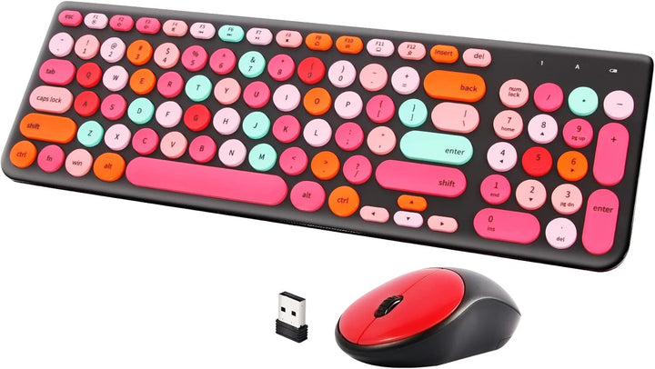 Combo de teclado y mouse inalámbricos, teclado retro de máquina de...