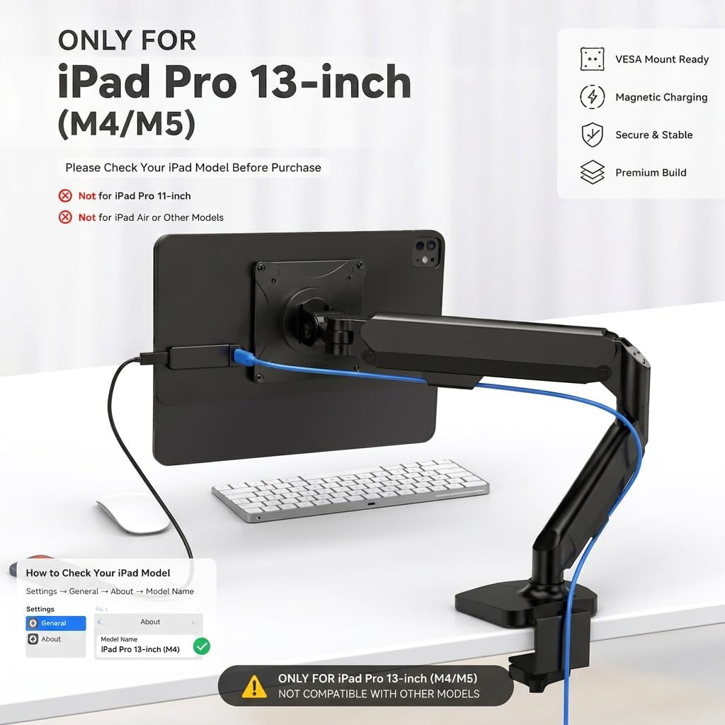 Soporte VESA para iPad Pro de 13 pulgadas con panel de carga magnético